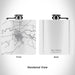 Rendered View of Del Norte Colorado Map Engraving on 6oz Stainless Steel Flask in White