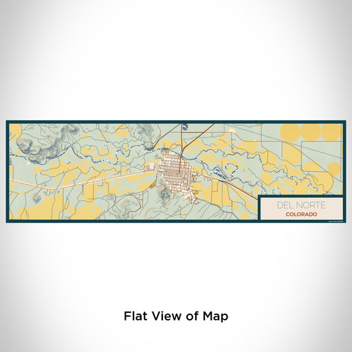 Flat View of Map Custom Del Norte Colorado Map Enamel Mug in Woodblock