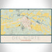 Del Norte Colorado Map Print Landscape Orientation in Woodblock Style With Shaded Background