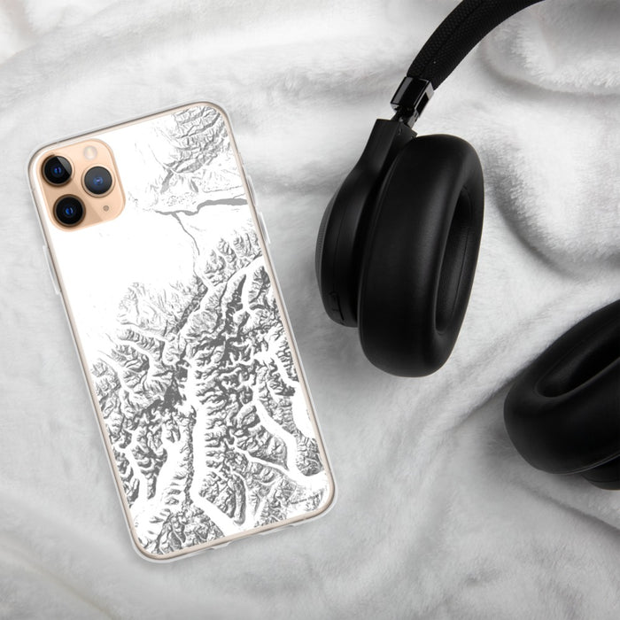 Custom Denali National Park Map Phone Case in Classic on Table with Black Headphones
