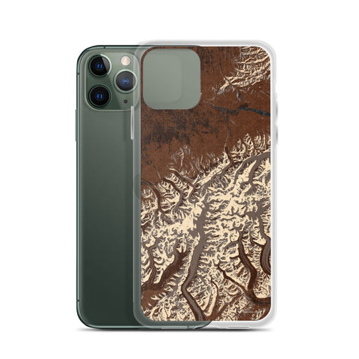 Custom Denali National Park Map Phone Case in Ember on Table with Laptop and Plant