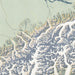 Denali National Park Map Print in Woodblock Style Zoomed In Close Up Showing Details