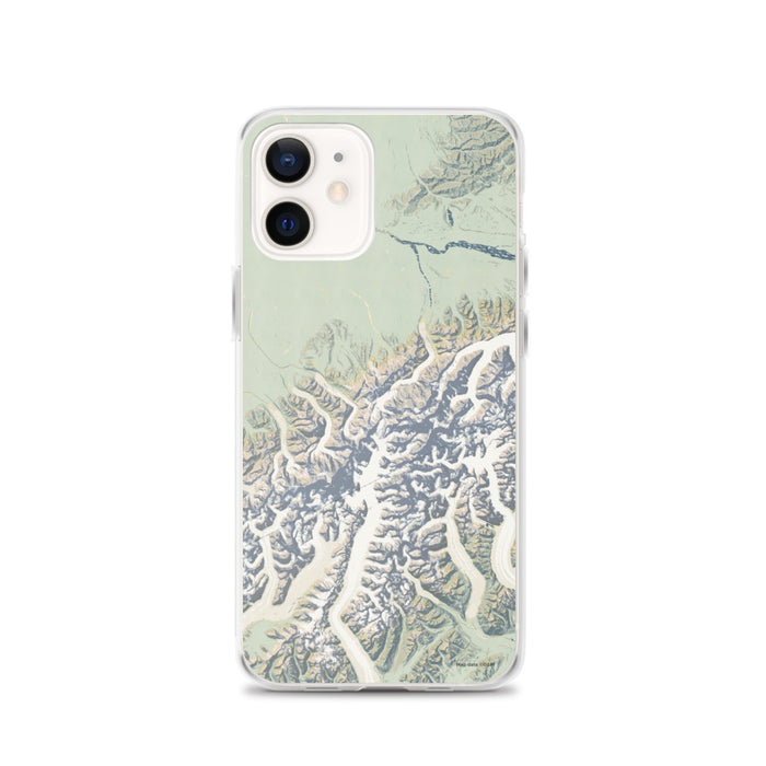 Custom Denali National Park Map iPhone 12 Phone Case in Woodblock