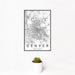 12x18 Denver Colorado Map Print Portrait Orientation in Classic Style With Small Cactus Plant in White Planter