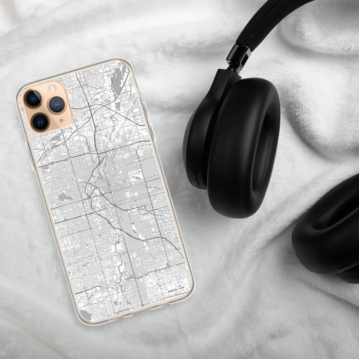 Custom Denver Colorado Map Phone Case in Classic on Table with Black Headphones