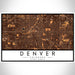 Denver Colorado Map Print Landscape Orientation in Ember Style With Shaded Background