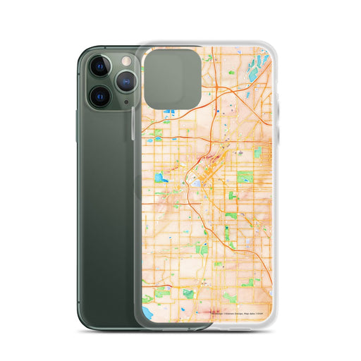 Custom Denver Colorado Map Phone Case in Watercolor on Table with Laptop and Plant
