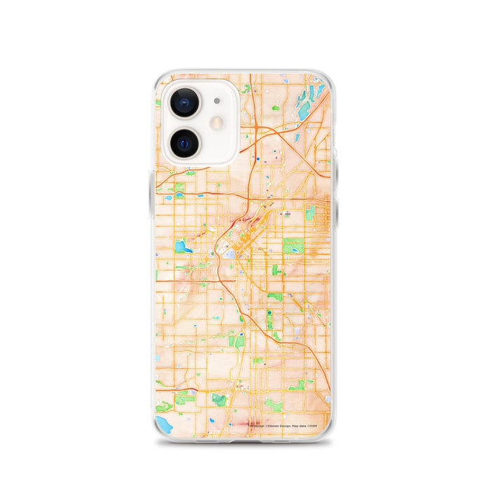 Custom Denver Colorado Map iPhone 12 Phone Case in Watercolor