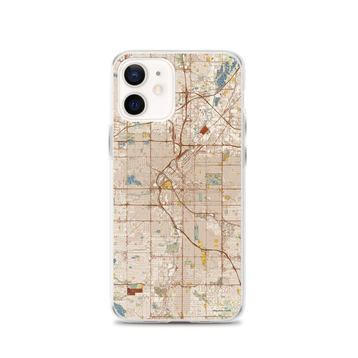 Custom Denver Colorado Map iPhone 12 Phone Case in Woodblock