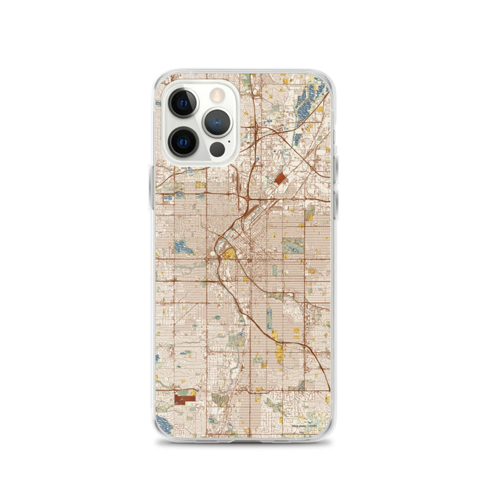 Custom Denver Colorado Map iPhone 12 Pro Phone Case in Woodblock