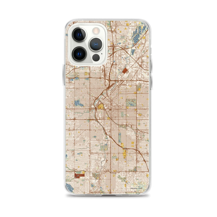 Custom Denver Colorado Map iPhone 12 Pro Max Phone Case in Woodblock