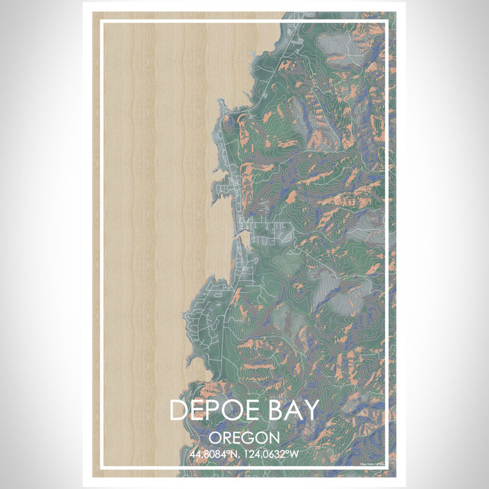 Depoe Bay Oregon Map Print Portrait Orientation in Afternoon Style With Shaded Background