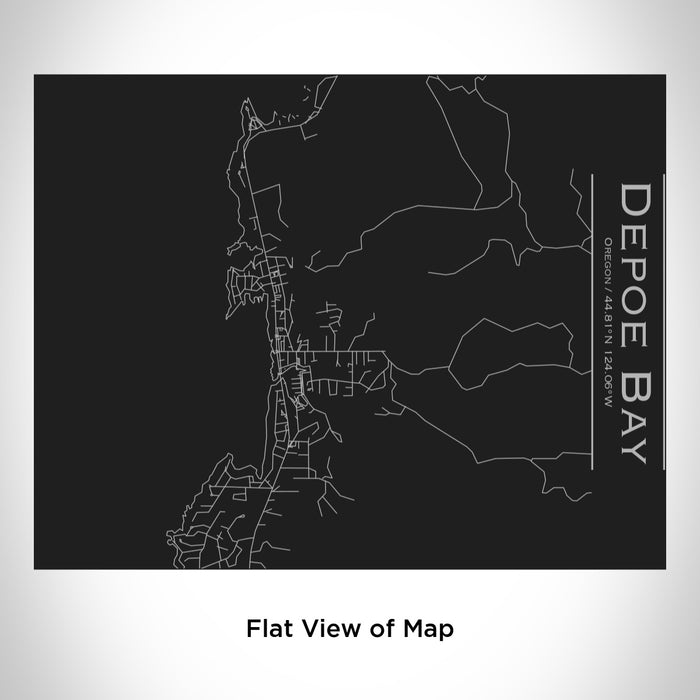 Rendered View of Depoe Bay Oregon Map Engraving on 20oz Stainless Steel Insulated Bottle with Bamboo Top in Black