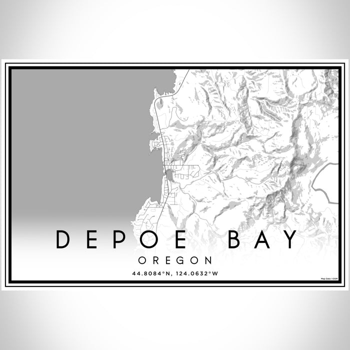 Depoe Bay Oregon Map Print Landscape Orientation in Classic Style With Shaded Background