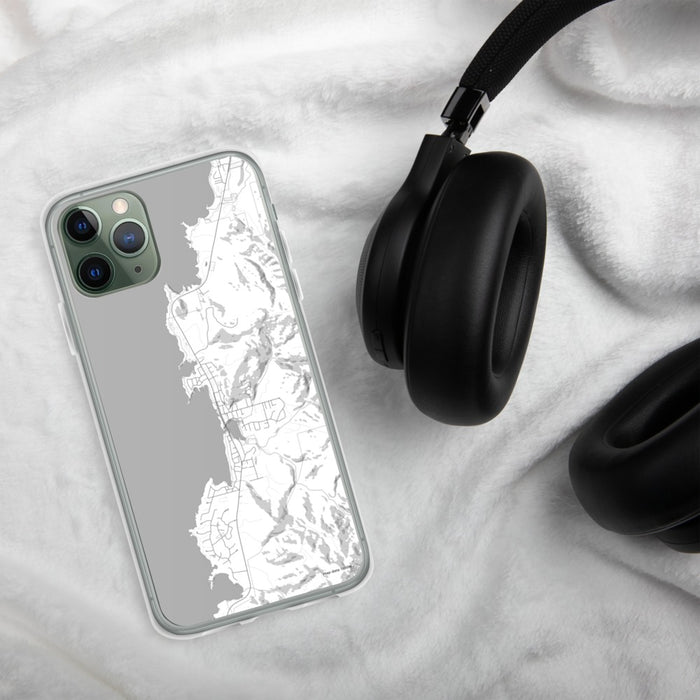 Custom Depoe Bay Oregon Map Phone Case in Classic on Table with Black Headphones