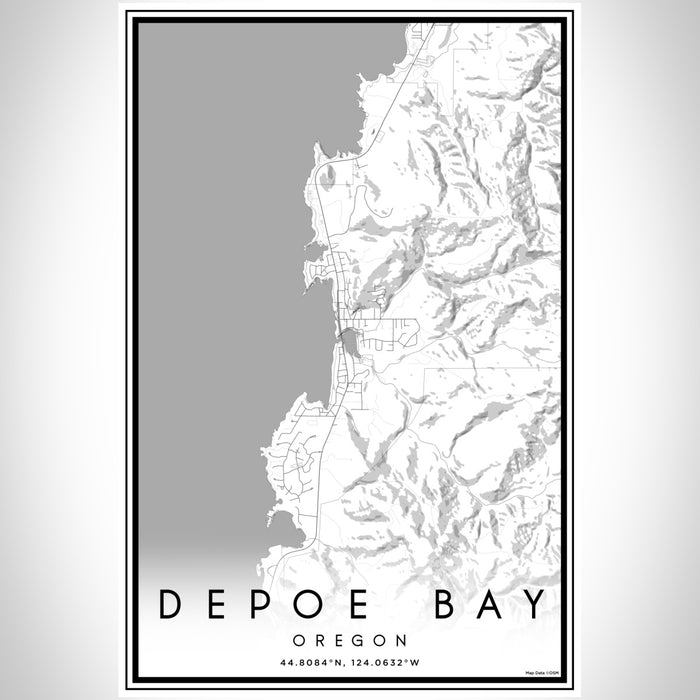 Depoe Bay Oregon Map Print Portrait Orientation in Classic Style With Shaded Background