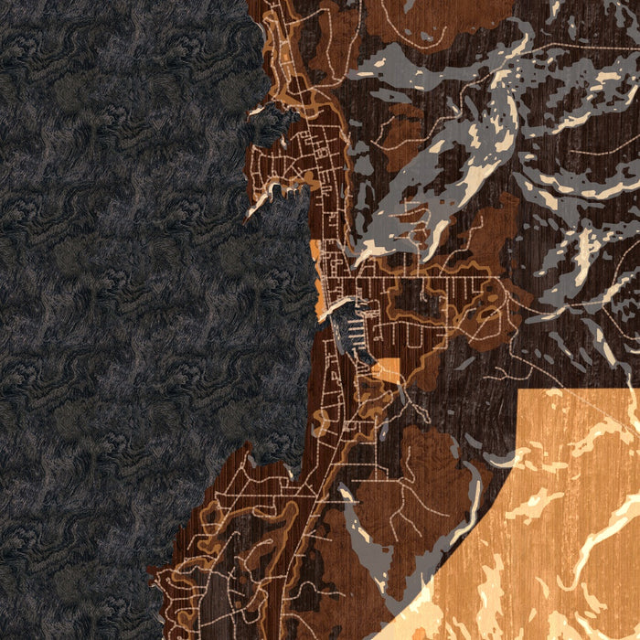 Depoe Bay Oregon Map Print in Ember Style Zoomed In Close Up Showing Details