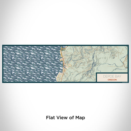 Flat View of Map Custom Depoe Bay Oregon Map Enamel Mug in Woodblock