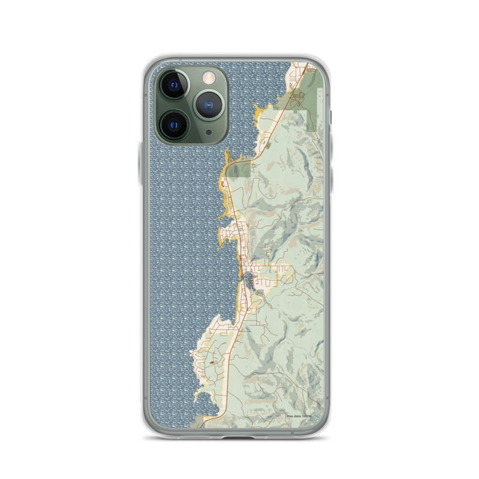 Custom iPhone 11 Pro Depoe Bay Oregon Map Phone Case in Woodblock