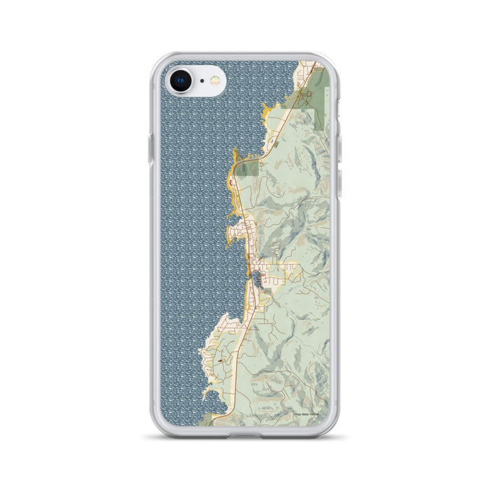 Custom iPhone SE Depoe Bay Oregon Map Phone Case in Woodblock