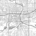 Des Moines Iowa Map Print in Classic Style Zoomed In Close Up Showing Details