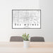 24x36 Des Moines Iowa Map Print Landscape Orientation in Classic Style Behind 2 Chairs Table and Potted Plant