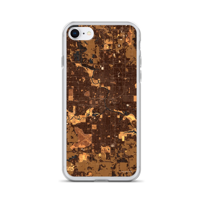 Custom Des Moines Iowa Map iPhone SE Phone Case in Ember