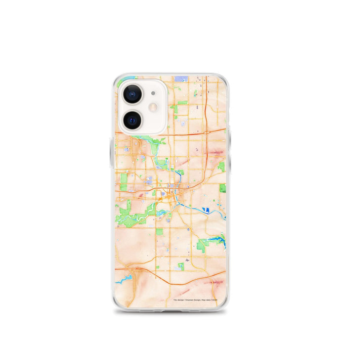Custom Des Moines Iowa Map iPhone 12 mini Phone Case in Watercolor