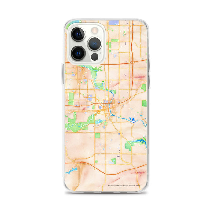 Custom Des Moines Iowa Map iPhone 12 Pro Max Phone Case in Watercolor