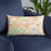Custom Des Moines Iowa Map Throw Pillow in Watercolor on Blue Colored Chair