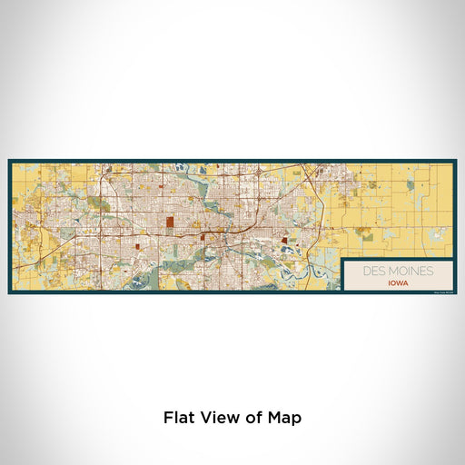 Flat View of Map Custom Des Moines Iowa Map Enamel Mug in Woodblock