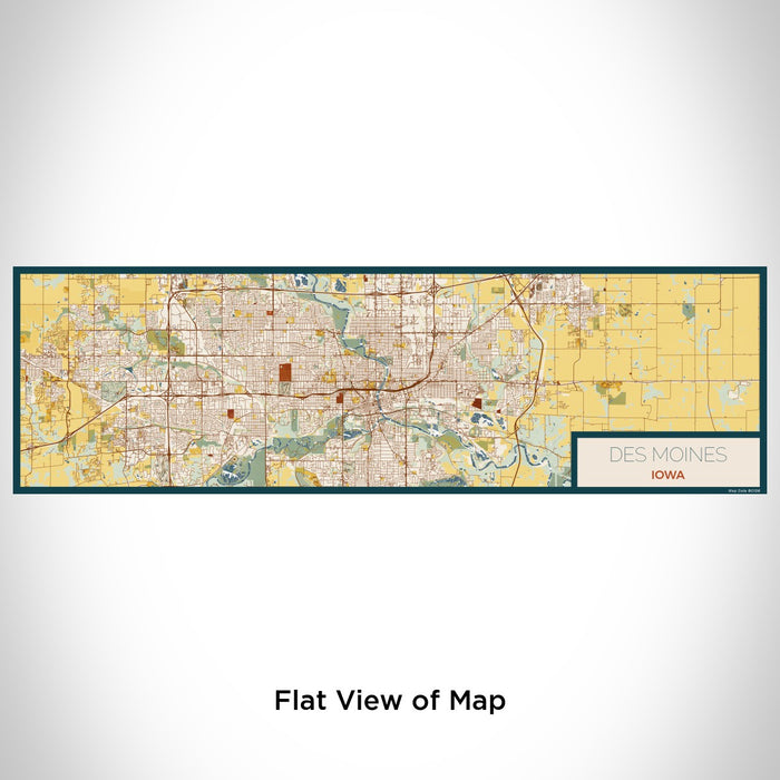 Flat View of Map Custom Des Moines Iowa Map Enamel Mug in Woodblock