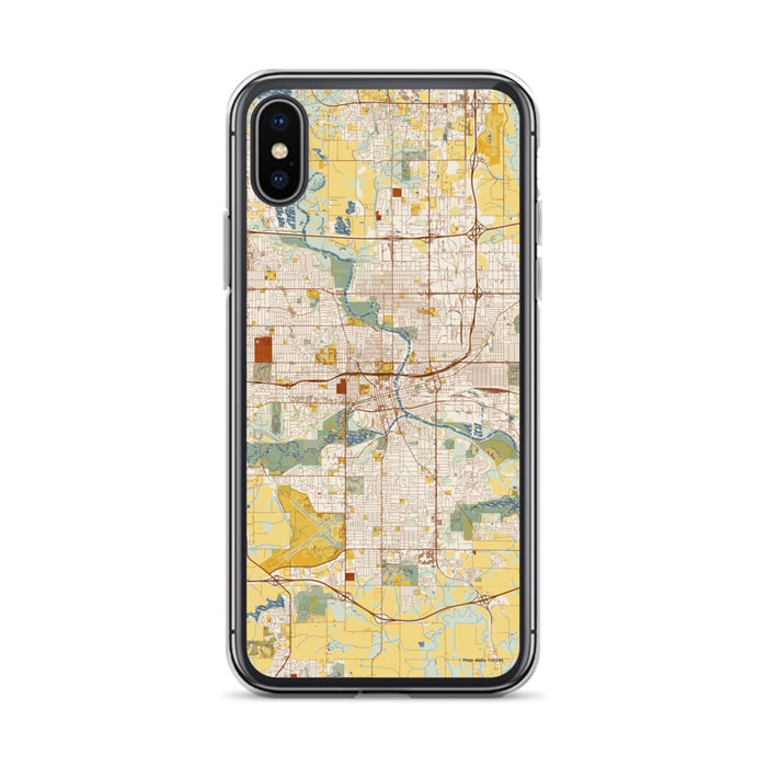 Custom Des Moines Iowa Map Phone Case in Woodblock