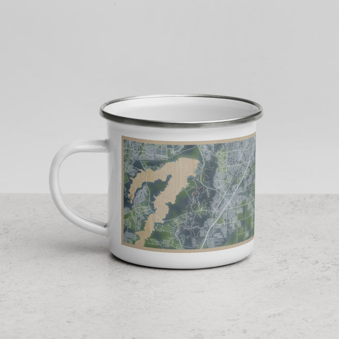 Left View Custom DeSoto Texas Map Enamel Mug in Afternoon