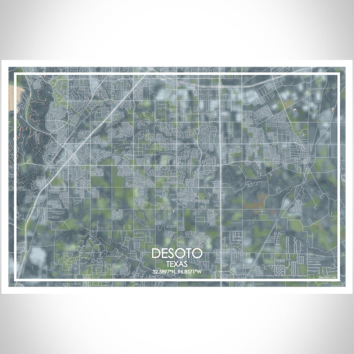DeSoto Texas Map Print Landscape Orientation in Afternoon Style With Shaded Background