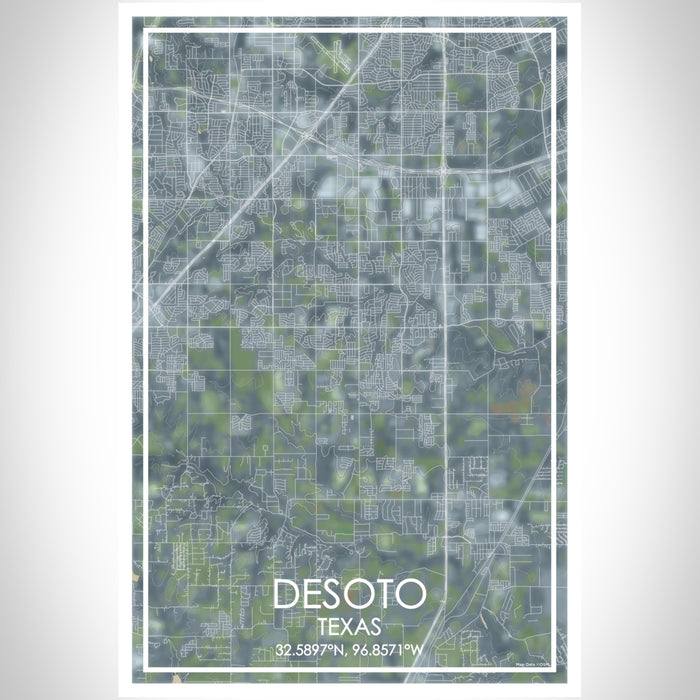 DeSoto Texas Map Print Portrait Orientation in Afternoon Style With Shaded Background