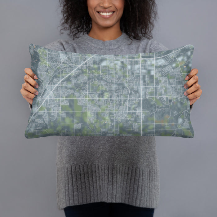 Person holding 20x12 Custom DeSoto Texas Map Throw Pillow in Afternoon