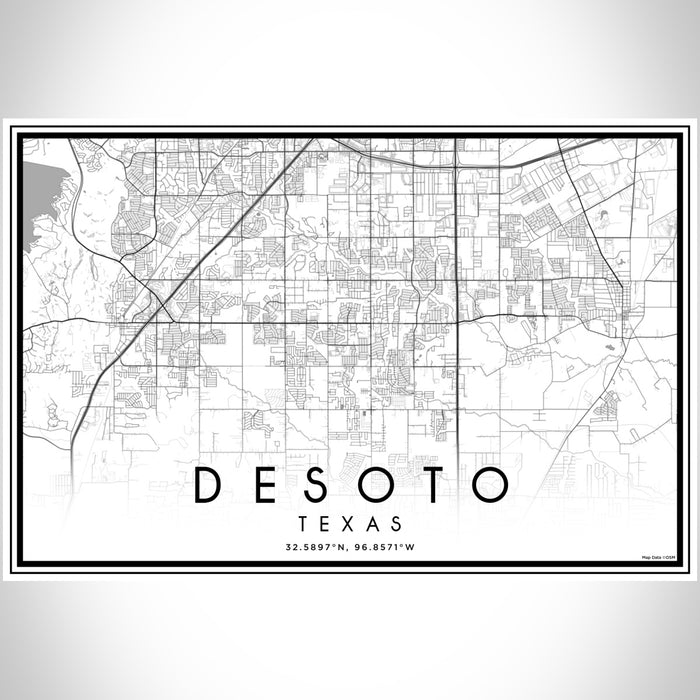 DeSoto Texas Map Print Landscape Orientation in Classic Style With Shaded Background