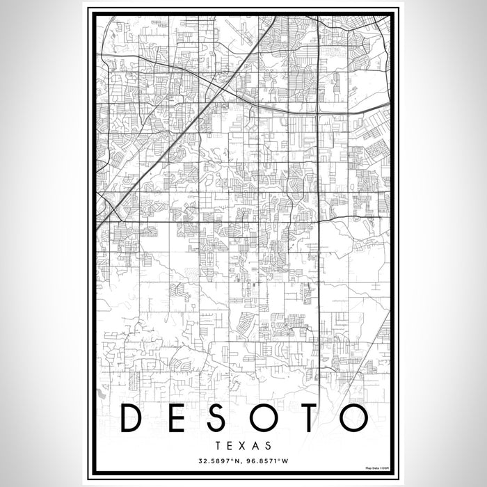 DeSoto Texas Map Print Portrait Orientation in Classic Style With Shaded Background