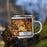 Right View Custom DeSoto Texas Map Enamel Mug in Ember on Grass With Trees in Background