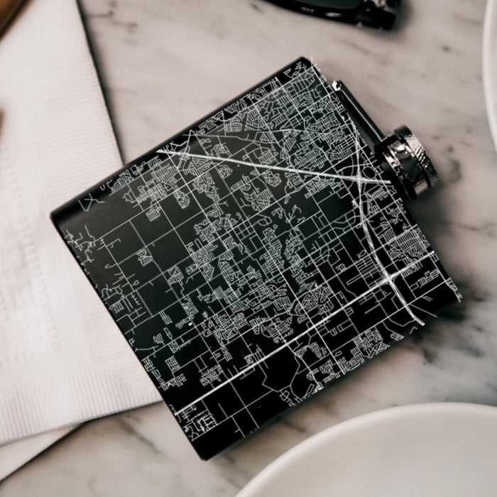 DeSoto Texas Custom Engraved City Map Inscription Coordinates on 6oz Stainless Steel Flask in Black