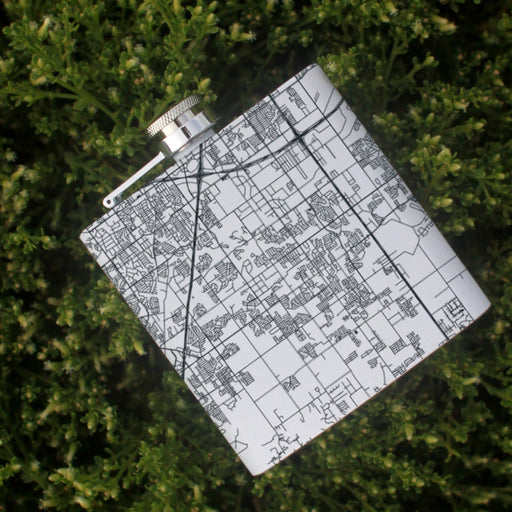 DeSoto Texas Custom Engraved City Map Inscription Coordinates on 6oz Stainless Steel Flask in White
