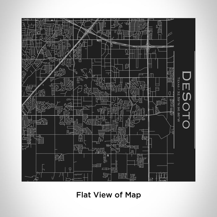 Rendered View of DeSoto Texas Map Engraving on 17oz Stainless Steel Insulated Tumbler in Black