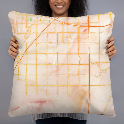 Person holding 22x22 Custom DeSoto Texas Map Throw Pillow in Watercolor
