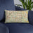 Custom DeSoto Texas Map Throw Pillow in Woodblock on Blue Colored Chair