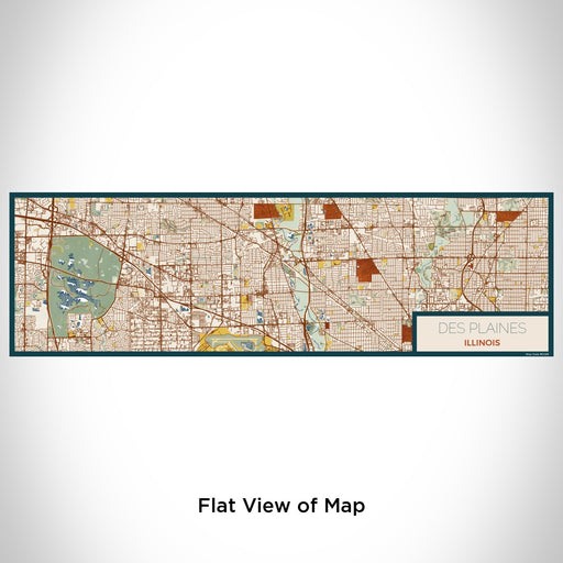 Flat View of Map Custom Des Plaines Illinois Map Enamel Mug in Woodblock