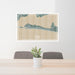 24x36 Destin Florida Map Print Lanscape Orientation in Afternoon Style Behind 2 Chairs Table and Potted Plant