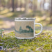 Right View Custom Destin Florida Map Enamel Mug in Afternoon on Grass With Trees in Background