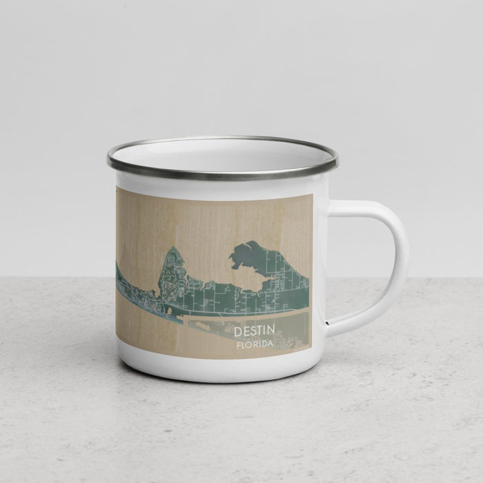 Right View Custom Destin Florida Map Enamel Mug in Afternoon