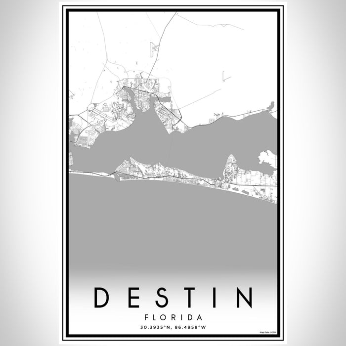 Destin Florida Map Print Portrait Orientation in Classic Style With Shaded Background